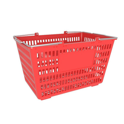 A Plastic hand-pulled basket Double tie rod shopping frame with wheel, shopping mall hand-held quantity hand-held shopping basket, cable-pulled shopping cart