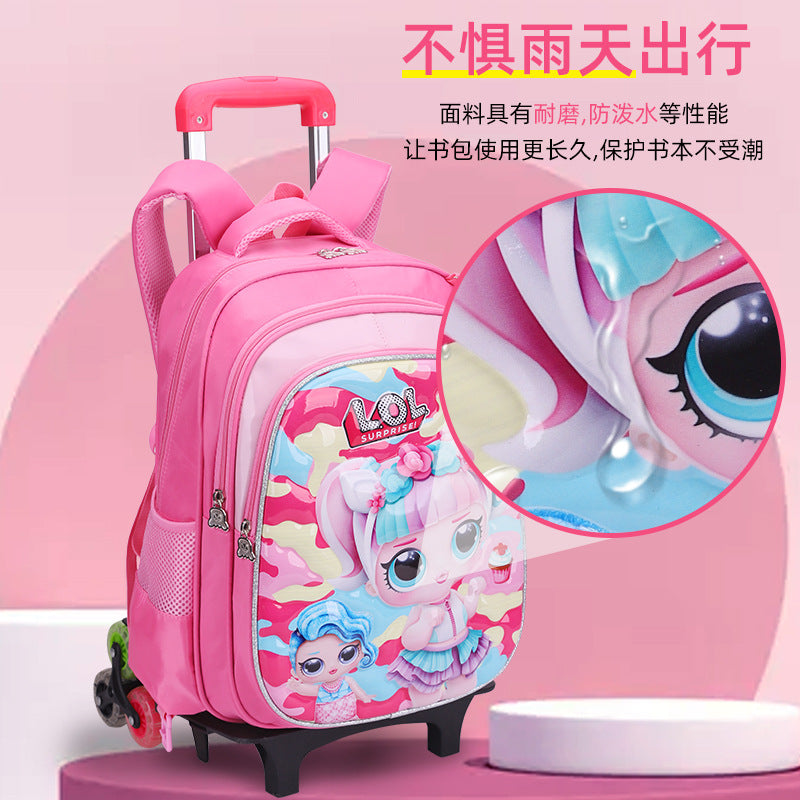 A Factory spot new foreign single three-piece backpack boys, girls, primary school students, children's trolley schoolbags, large capacity