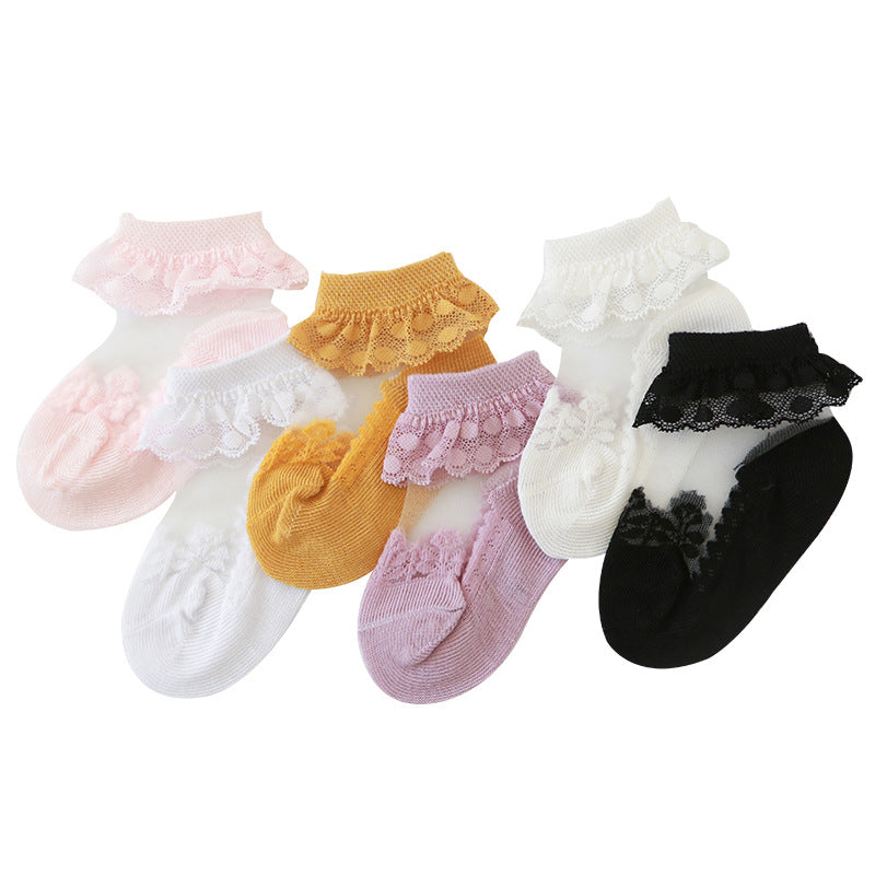 price for 10 piece baby socks ultra-thin princess children&#039;s baby silk ice crystal hoop lace socks in summer （weight 0.02kg)