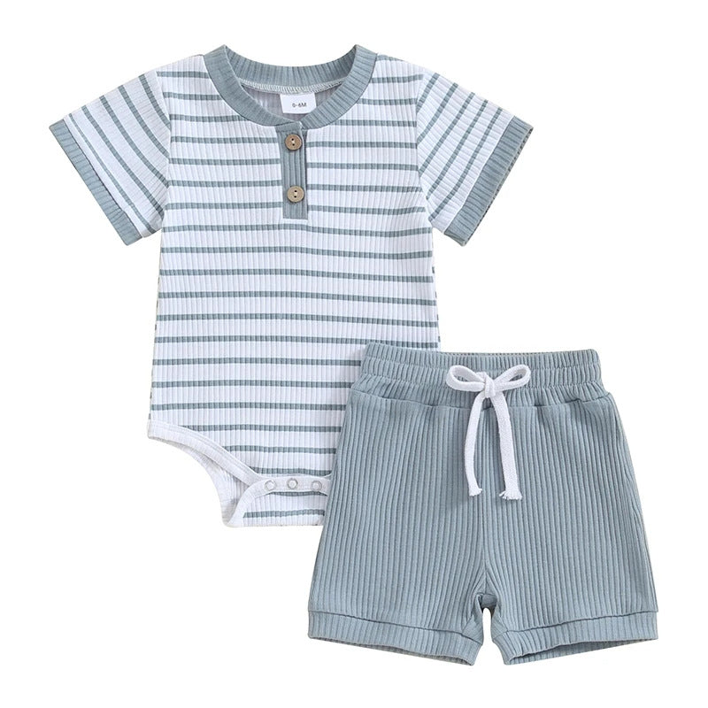 Cross border foreign trade baby summer jumpsuit short sleeved jumpsuit newborn and toddler jumpsuit sweater shorts set 0.45kg