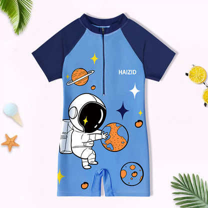 Traje de baño nuevo para niños, lindo mono de manga corta con estampado de dibujos animados de sirena, venta al por mayor de fábrica, 0,15 KG 