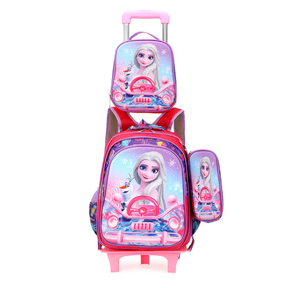 A foreign trade elementary school student backpack for boys and girls in grades 3-5, backpack for lunch, three piece cartoon children's bag set