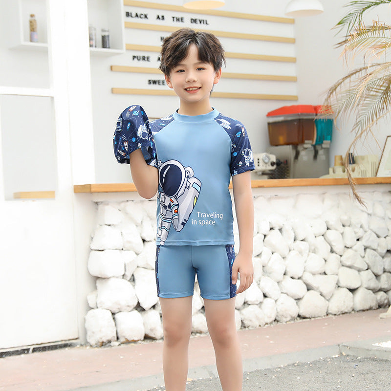 A children's swimsuit for men, middle and large boys, professional swimsuit, quick drying 2024 new girls and children split set wholesale 0.24KG