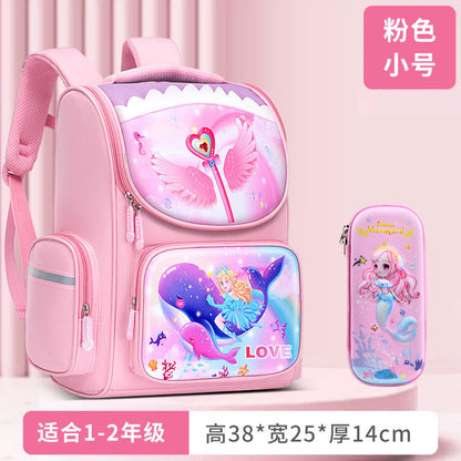 A New Children's School Bag Elementary School Student Burden Reduction Spine Protector Backpack Cute Space Bag for Boys and Girls 1-3-6 Grades