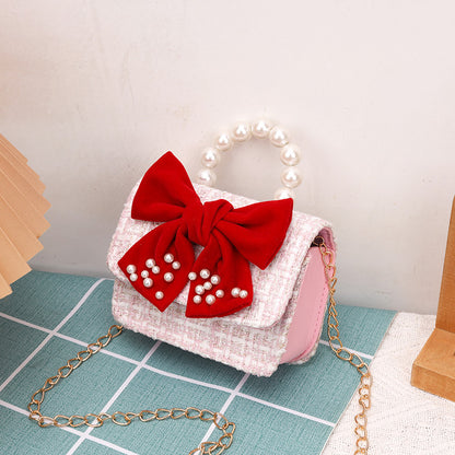 Princess, Fragrance, Chain Bag, Baby, Pearl Accessories, Hand Bag, Cute Bow Girl, Shoulder Bag