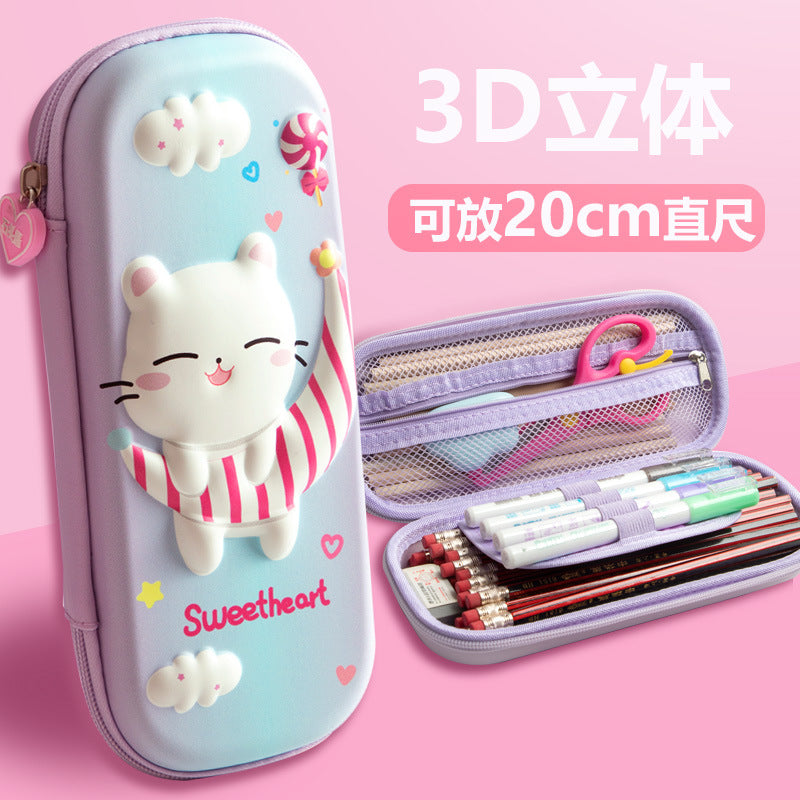 A Korean girls&#039; pencil case creative EVA girls&#039; heart stationery bag large-capacity pencil case for male and female primary school students