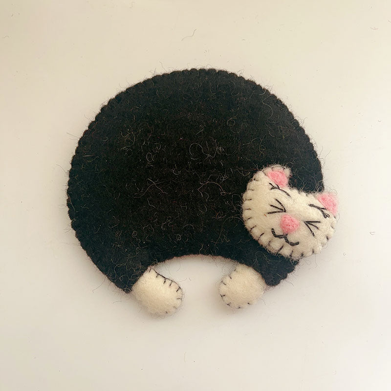 A Creative Cartoon Animal Handmade Wool Felt Teacup Mat Cute Cat Anti-scalding Mat Water Cup Mat Dining Table Decorative Mat