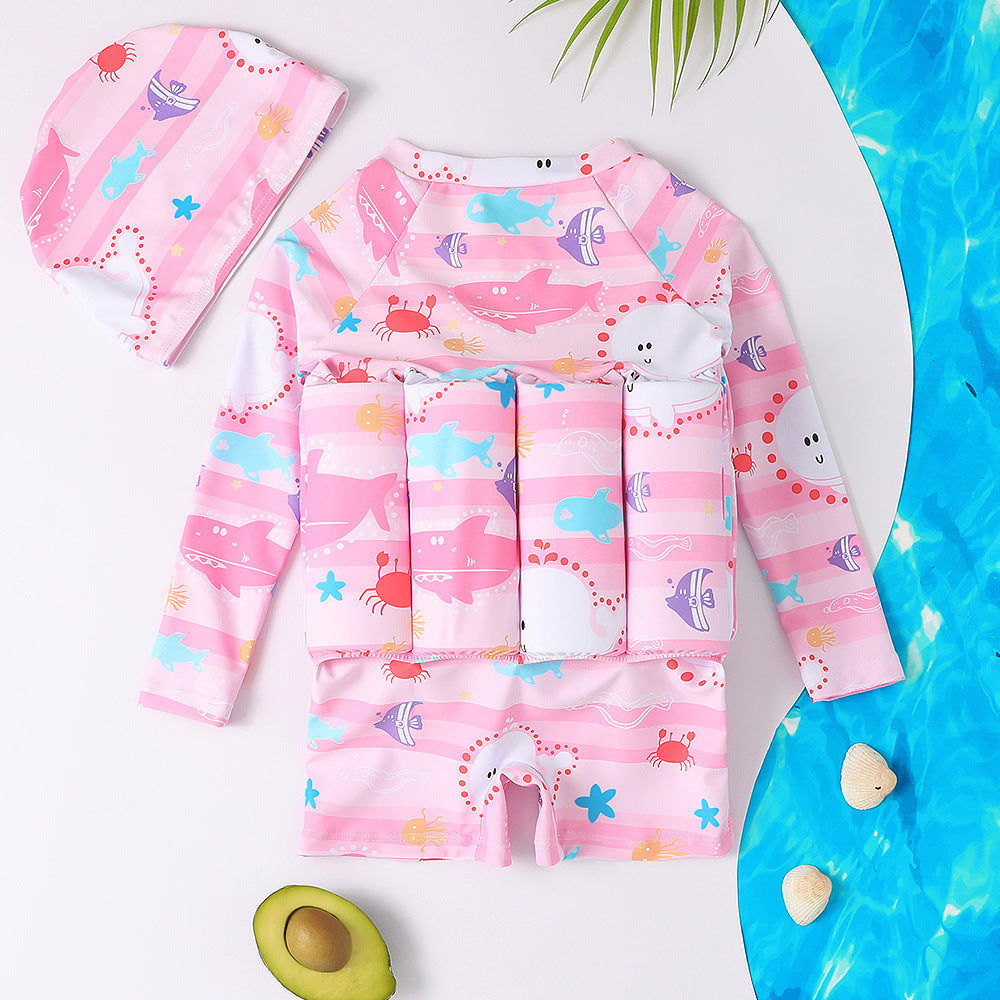 A Girls Boys SwimsuitsOne-piece Baby Girls Swimwear Children's Surf Clothes Tide Buoyancy Swimsuit Wholesale 0.3KG