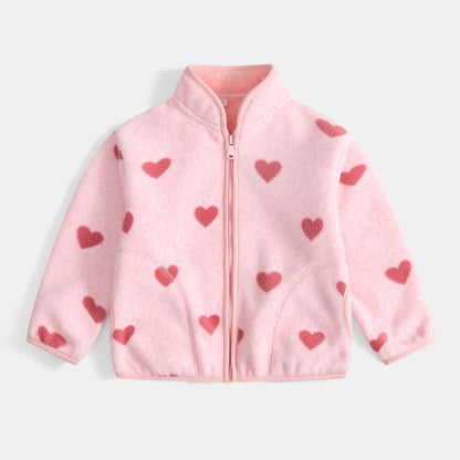 A Children's double-sided fleece jacket boys' spring 2024 new girls' spring and autumn fleece baby foreign style top