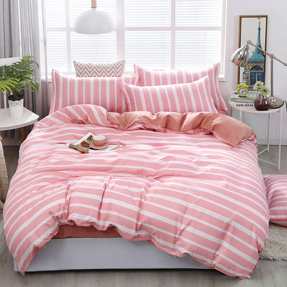 A Amazon simple unprinted style plaid strip duvet cover good bedding three or four piece set spot wholesale