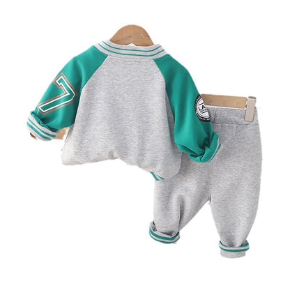 A Hot-selling autumn men's and women's children's clothing letter three-piece baseball jersey 80-120cm three-piece set with autumn clothing