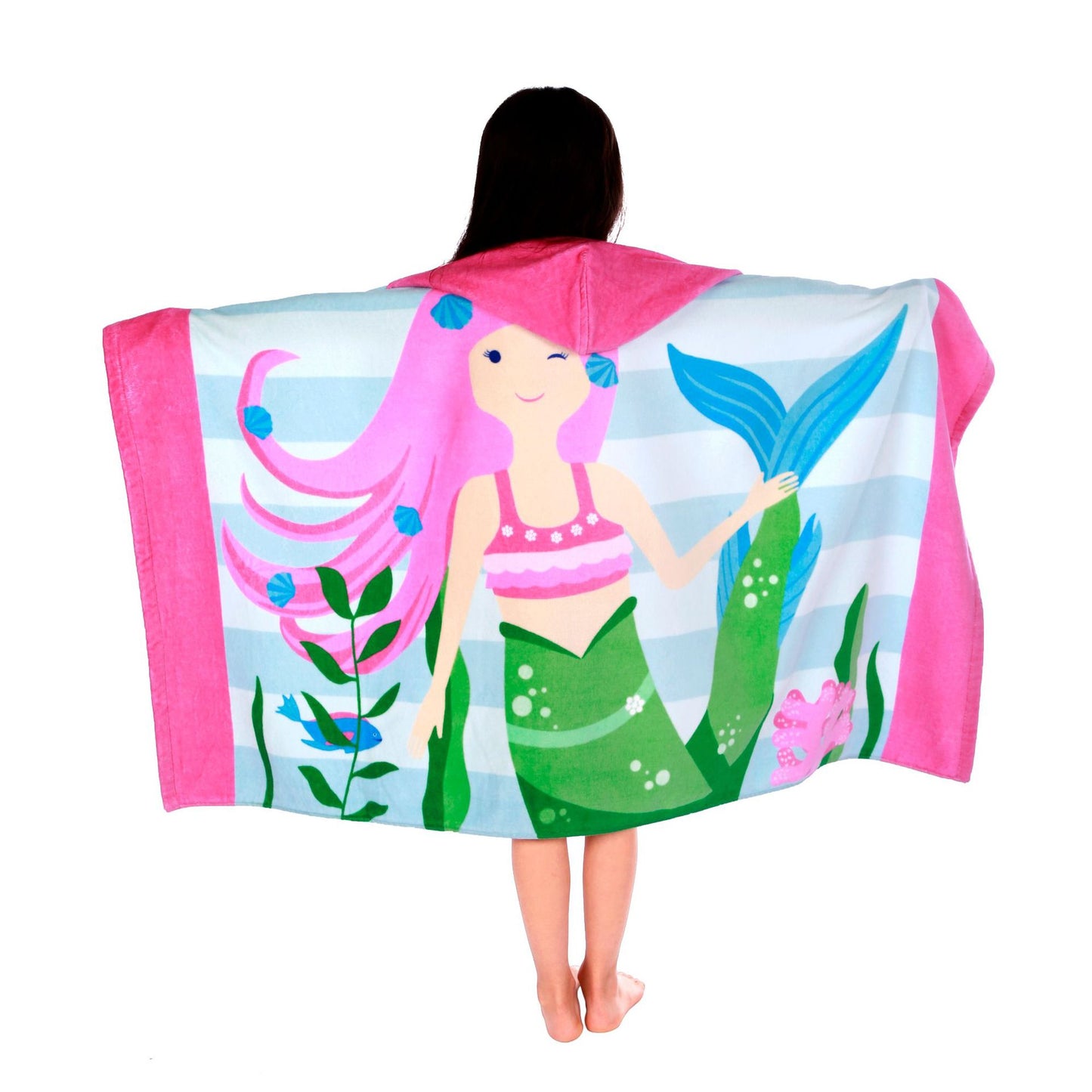 A mazon cartoon beach towel, European and American sizes, children can wear bath towels in the bathroom, pure cotton hooded bath towel bathrobe, 100% COTTON 0.4KG