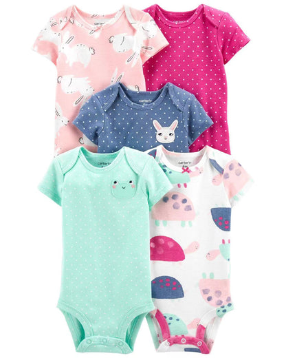 Children's summer new infant short-sleeved triangle clothes crawling clothes, five baby onesies, price for 5 piece 0.28kg