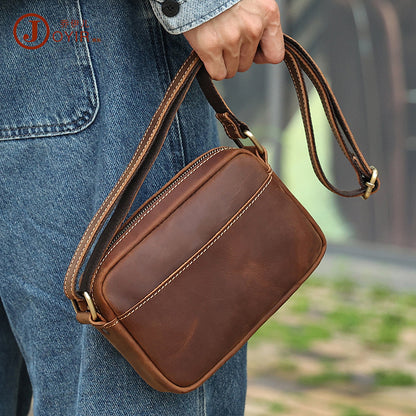 A high-end niche messenger bag men's all-cowhide shoulder bag men's bag leather retro messenger bag mail carrier bag men's