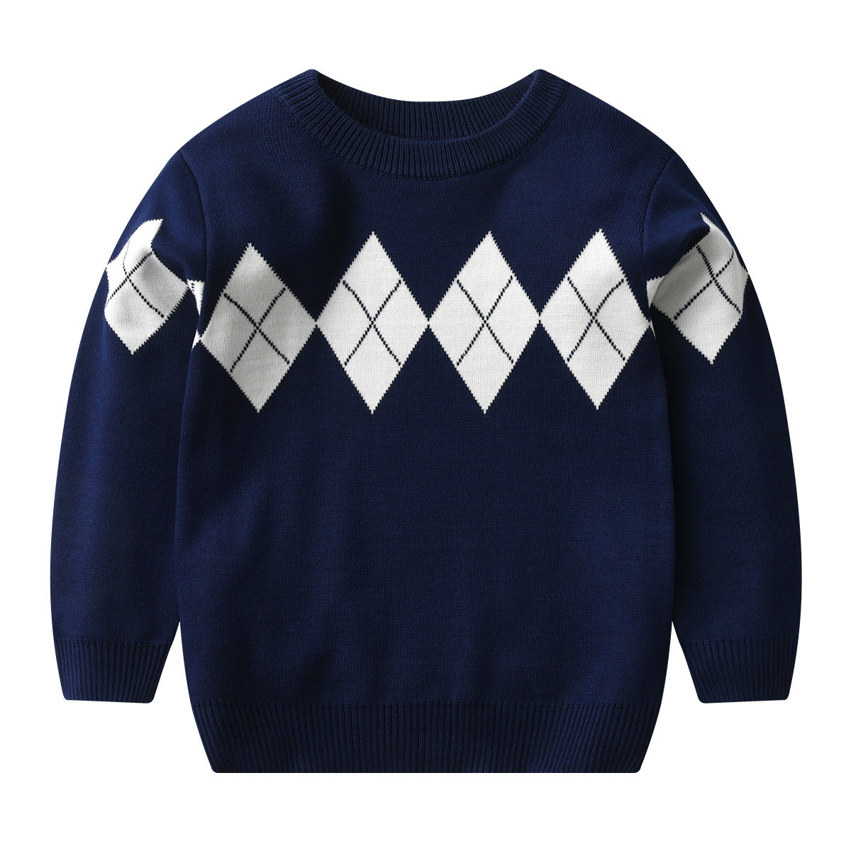 A factory direct sales of new European, American autumn and winter children's plaid sweater double-layer boy baby pullover bottoming knitted sweater