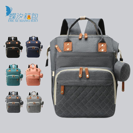 Bolso de mamá clásico decorado con una pequeña billetera Zero, bolso multifuncional para madre y bebé con carga USB, bolso ligero de color sólido para mamá, 0,77 kg 