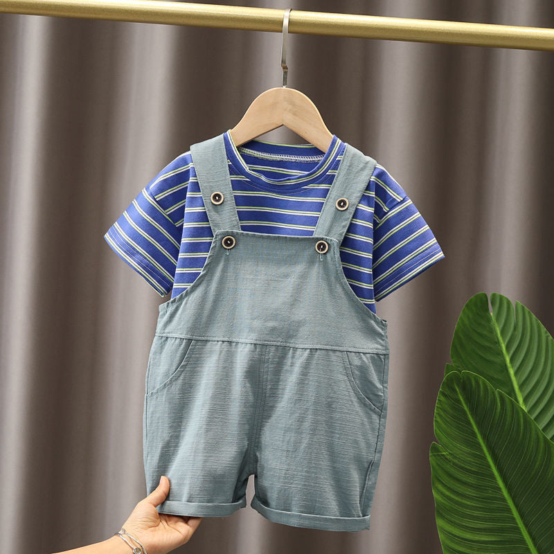 Men&#039;s treasure clothes boy&#039;s summer suit baby short-sleeved suspenders handsome baby children&#039;s summer new tide clothes.0.15kg