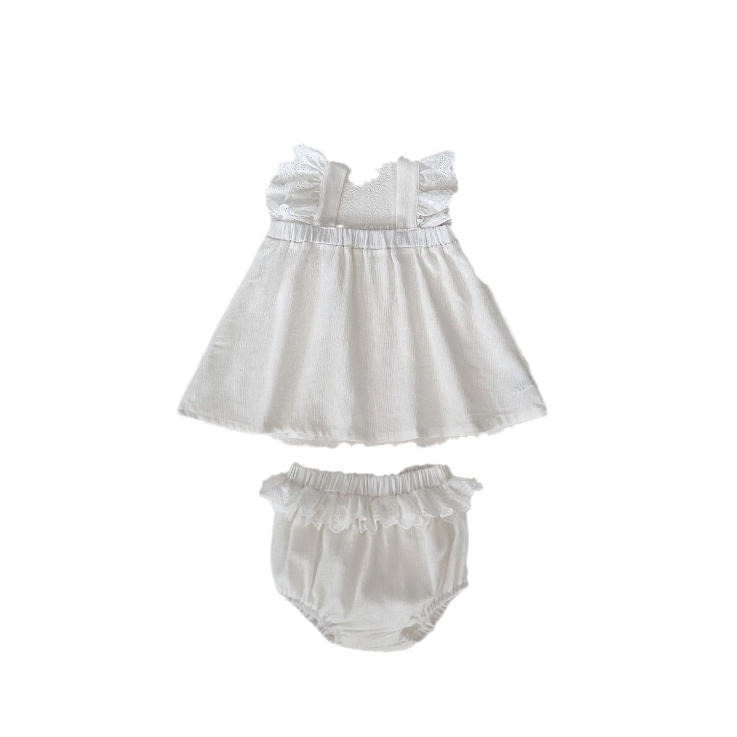 A 2024 summer new baby girl baby small fresh lace stitching shoulder strap top+bag fart pants 2-piece suit.