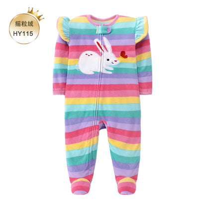 A children's clothing live stream supply baby climbing clothes with socks long sleeves newborn Romper baby fleece onesie