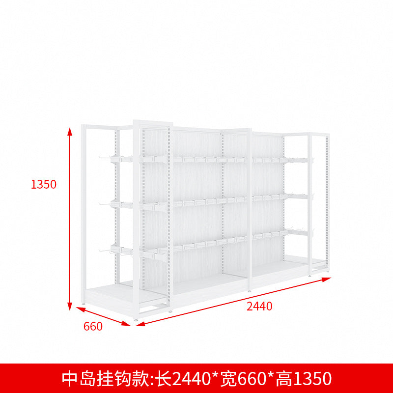 A steel and wood shelves, small supermarket shelves, island display shelves, stationery, toys, pharmacies, convenience stores, snack shelves