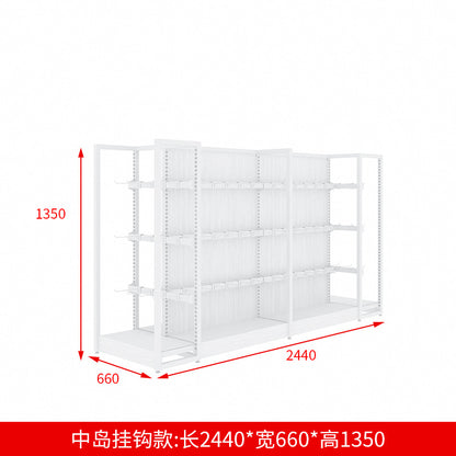 A steel and wood shelves, small supermarket shelves, island display shelves, stationery, toys, pharmacies, convenience stores, snack shelves