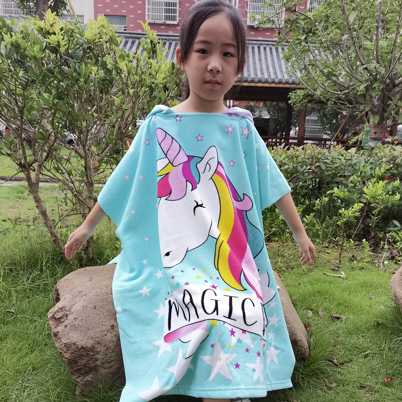 A  Mermaid enlarges the new wearable children's bath towel, cape, beach towel, poncho, bath suit, swimsuit, bathrobe, bath skirt 0.38kg