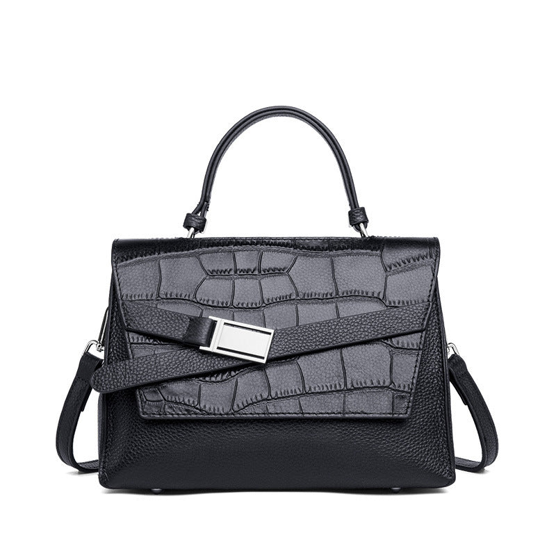 a35Crocodile pattern shoulder leather handbag for women