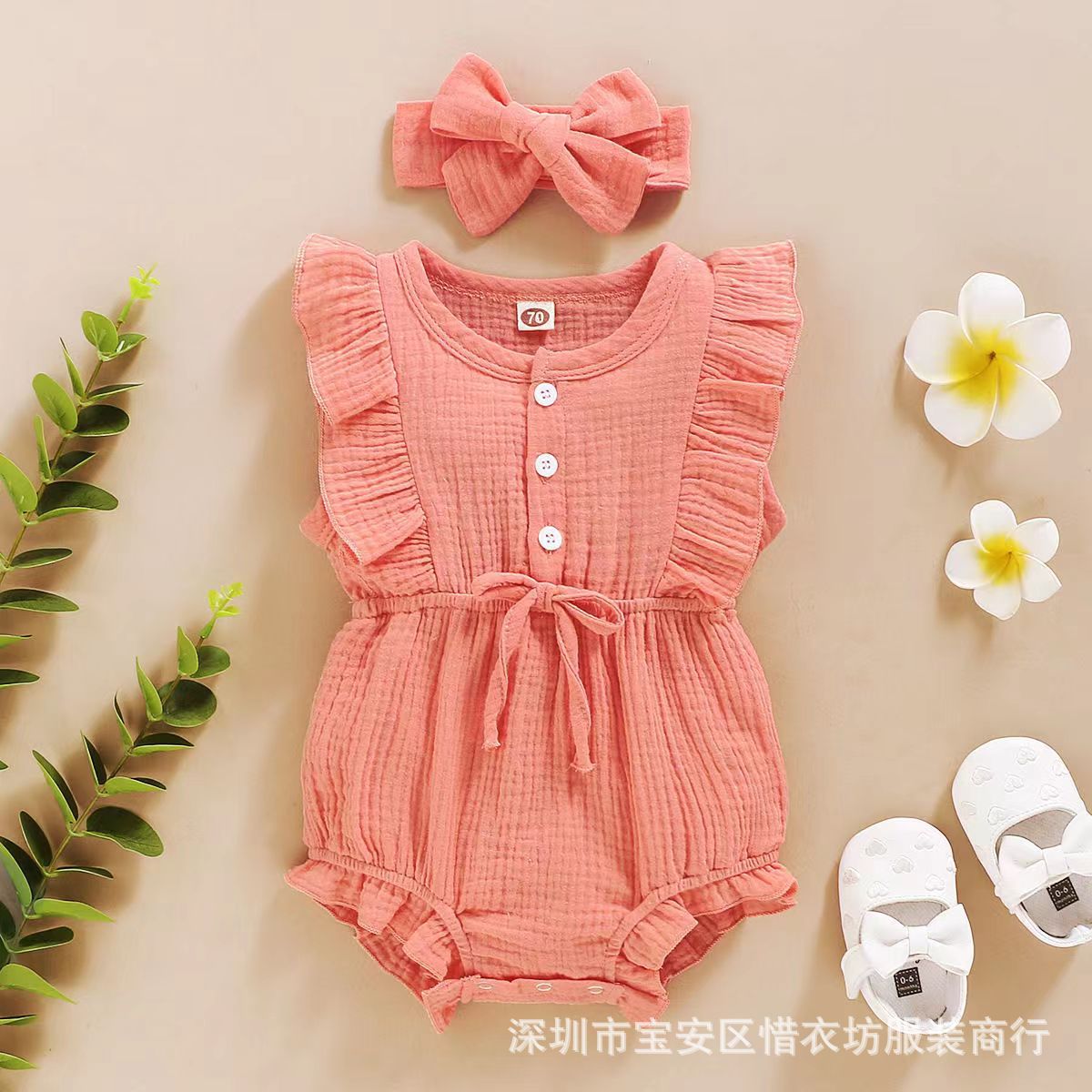 Summer baby onesies, ins, popular newborn bags, fart clothes, baby girls, sleeveless clothes, foreign climbing clothes