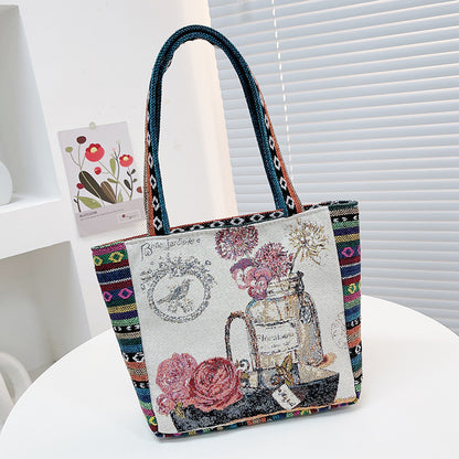 double sided embroidery printed bag