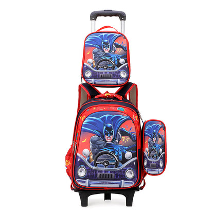 A foreign trade elementary school student backpack for boys and girls in grades 3-5, backpack for lunch, three piece cartoon children's bag set