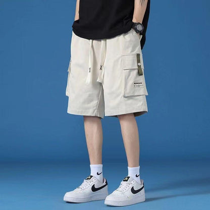 A Ice silk cargo shorts, men's summer new thin high-end trendy brand style American loose explosive casual pants