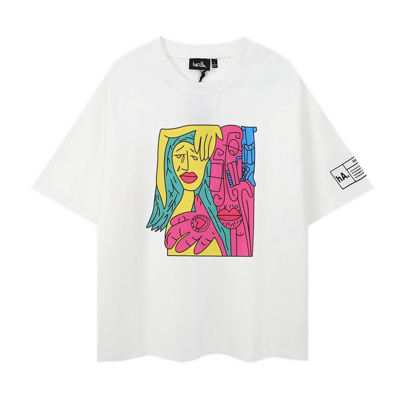 A HACULLA street minority art graffiti printed T-shirt bottoming shirt new cotton casual round neck and short sleeve in summer