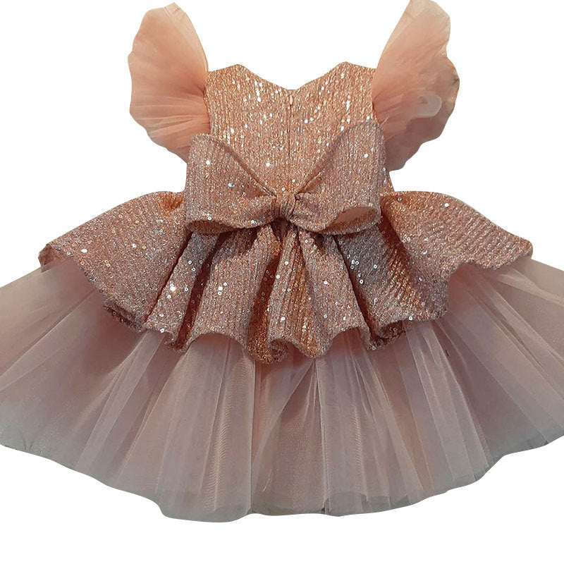 Girls' dresses, princess dresses, puffy yarn, children's sequins, catwalk, flower children, wedding hosts, piano performances