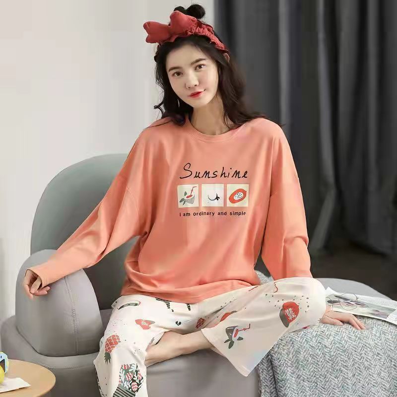 A large number of wholesale pajamas women's spring and autumn long-sleeved autumn and winter loungewear women's large size simple loose suit outer wear