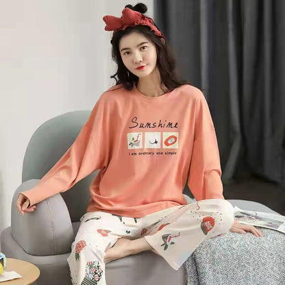 A large number of wholesale pajamas women's spring and autumn long-sleeved autumn and winter loungewear women's large size simple loose suit outer wear