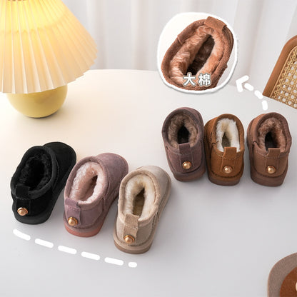 A Korean version of students, children's low-top snow boots, winter new men's and women's middle-aged and older children's thickened cotton shoes