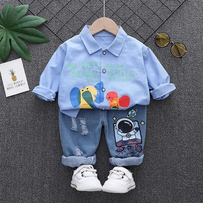 Boys' Autumn Set Long sleeved Cartoon Shirt 0 Infant and Young Children's Shirt 1-2-3-5 Year Old Trend 0.3kg