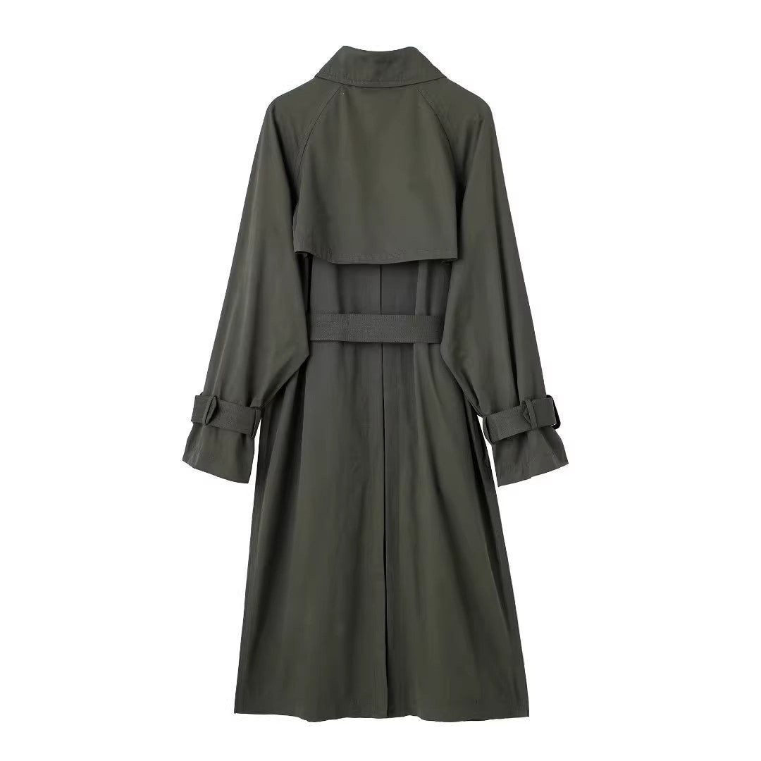 A Winter temperament with belt loose women's medium and long double-breasted trench coat