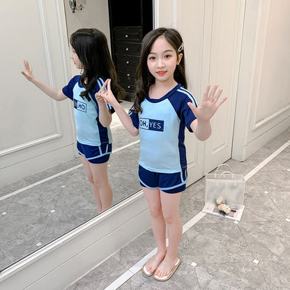 Wholesale of A Sports Children's Swimming Clothes for Girls, Summer Middle School and University Students, New Swimming Clothes and Shorts Set 0.2kgt