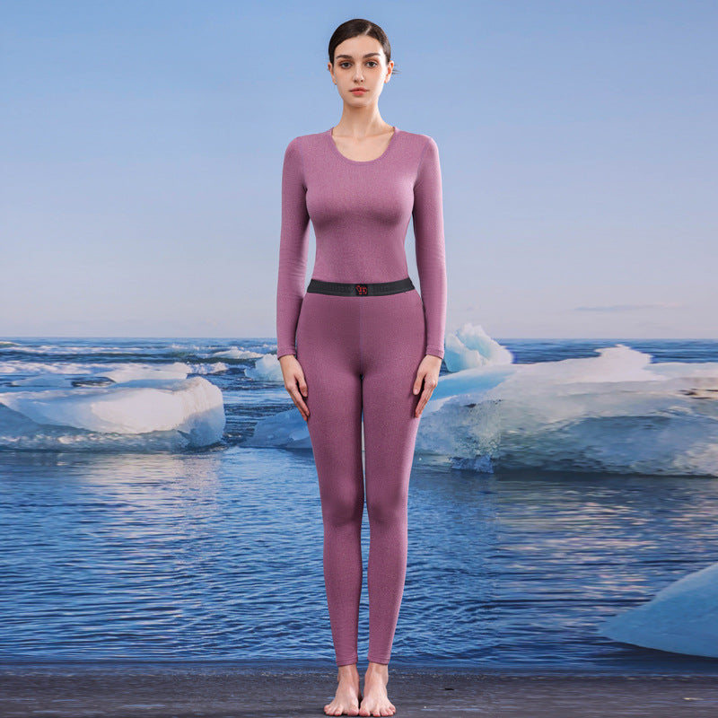 A autumn and winter silk wool thermal underwear female couple German velvet heating thickened primer long johns set wholesale