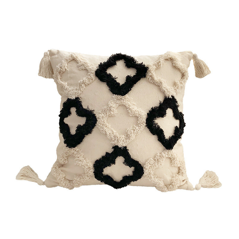 A cushion cover pillow case cushion tassels fleece rhombus plush pillow pillowcase