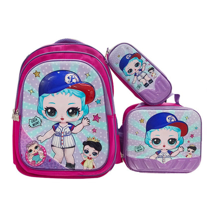 A Factory spot new foreign single three-piece backpack boys, girls, primary school students, children's trolley schoolbags, large capacity