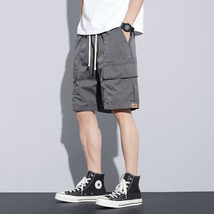 A 2024 men's cargo shorts functional style summer new thin loose casual army green trend cropped pants