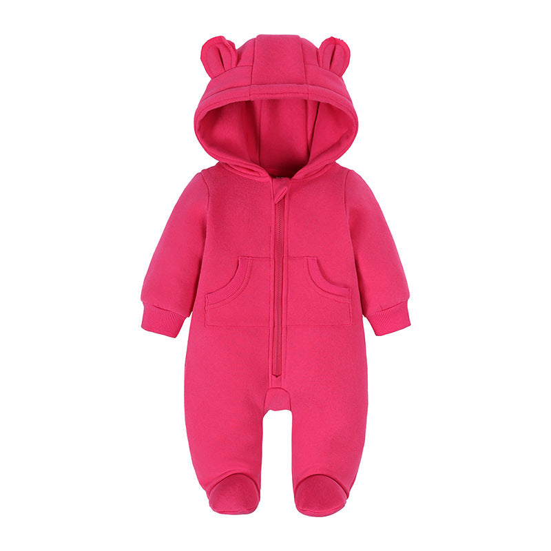 A AliExpress wish newborn baby onesie autumn and winter fleece thick warm climbing clothes baby winter foot-wrapped Romper