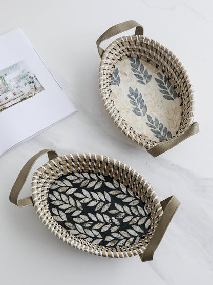 A American imported shell rattan storage basket round creative snack tray light luxury high-end fruit plate bread basket