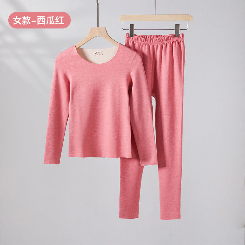 A autumn and winter silk wool thermal underwear female couple German velvet heating thickened primer long johns set wholesale