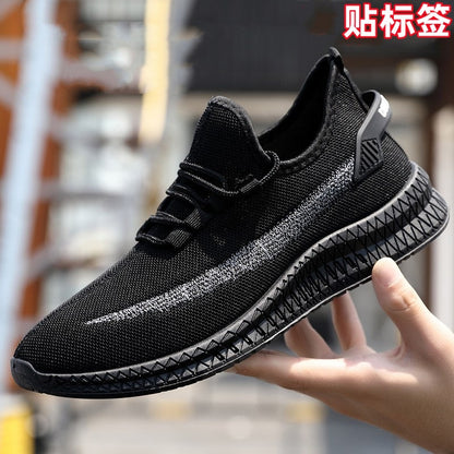 A Cross-border men's shoes casual shoes men's trend versatile sports shoes men's shoes flying woven breathable mesh shoes manufacturers wholesale