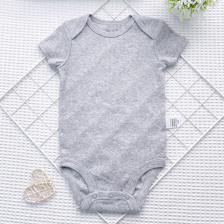 Summer men's and women's treasure short sleeved jumpsuit for newborns, pure cotton triangle wrap for buttocks, baby striped crawling clothes wholesale