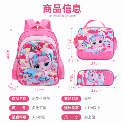 A Factory spot new foreign single three-piece backpack boys, girls, primary school students, children's trolley schoolbags, large capacity