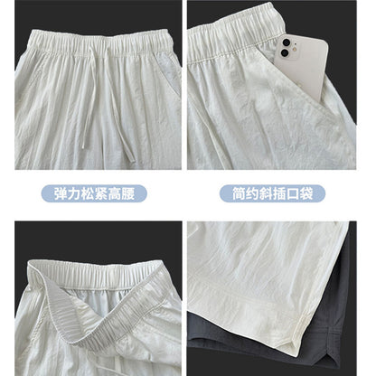 A five-point pants white ice silk sports summer 2024 new wear casual loose wide-leg medium pants Yamamoto shorts women